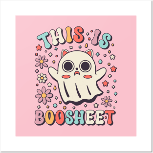 This is Boosheet Cute Cat Ghost Hallowen Pun Posters and Art